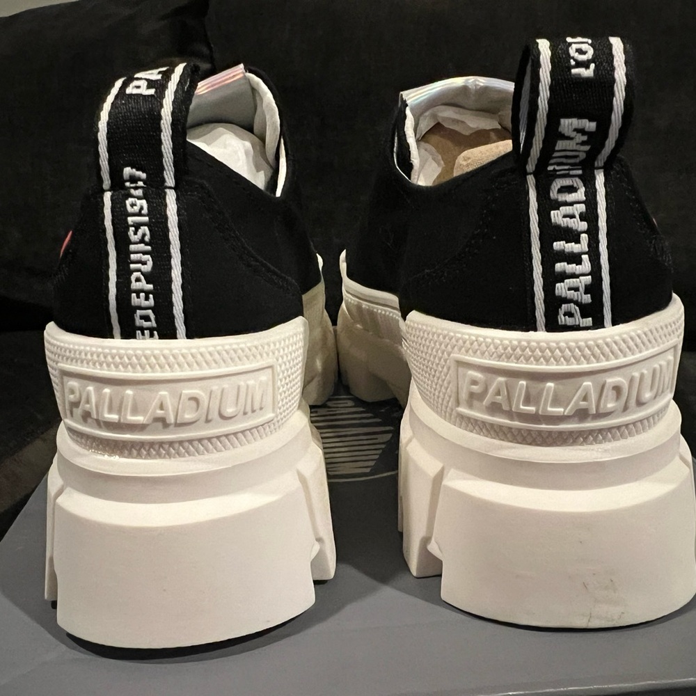 Palladium Revolt Lo Tx Black and White Platform Sneakers - Picture 3 of 5